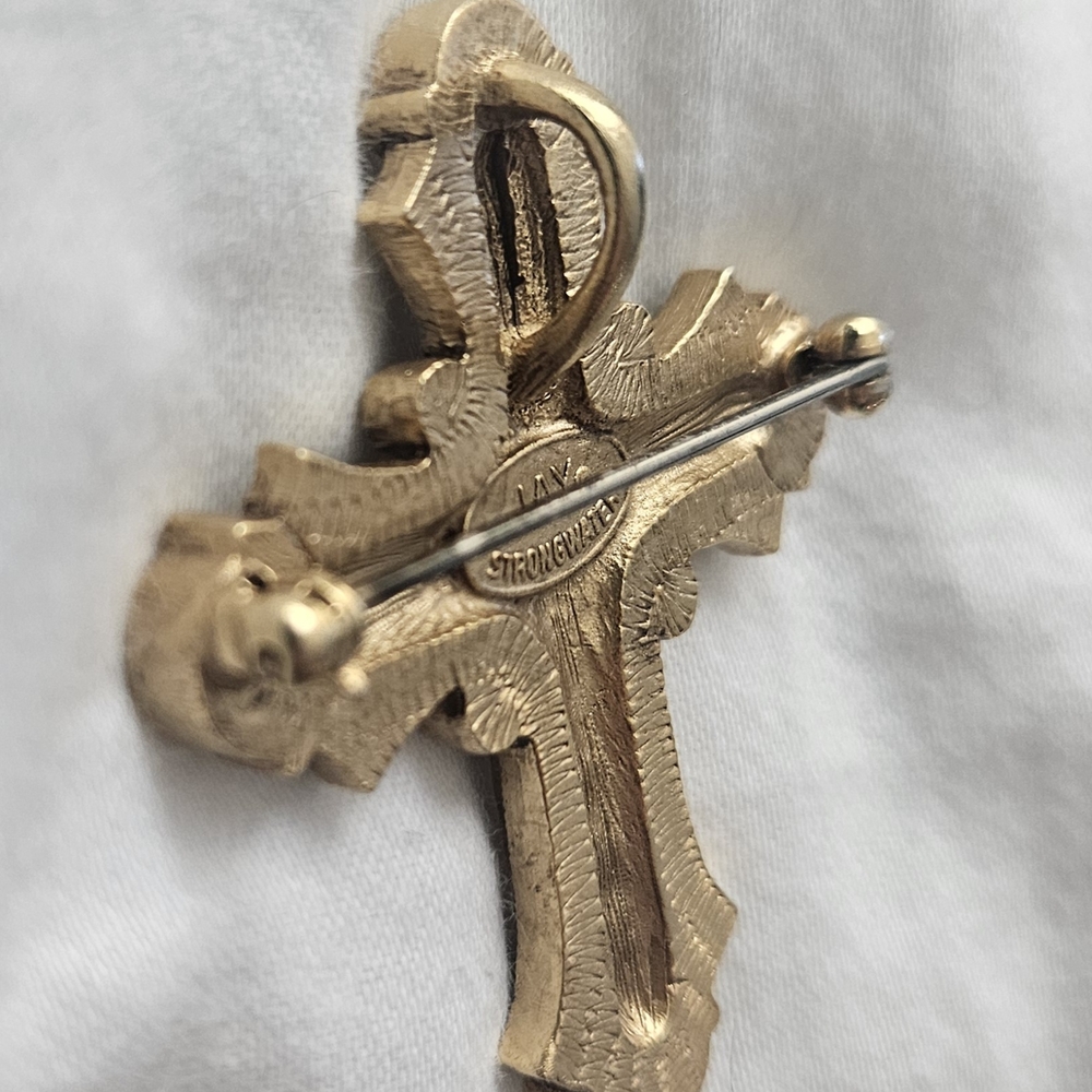 Elegant Jay Strongwater Swarovski Crystal Cross Brooch / Pendant - Picture 4 of 4